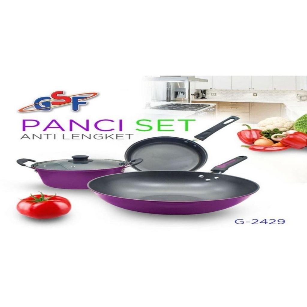 PANCI SET TEFLON SERIES WARNA GSF G-2429 / PANCI SET 4PCS ANTI LENGKET GSF G-2429