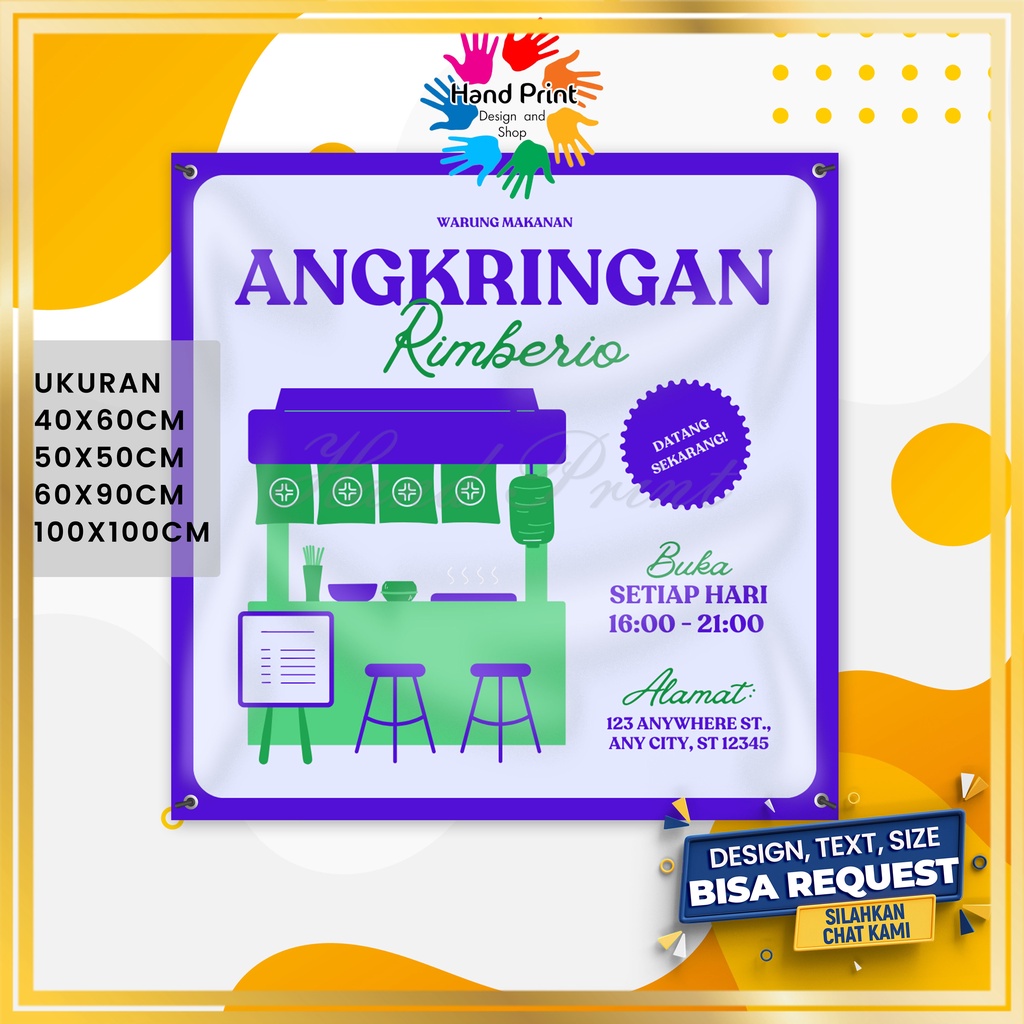 Cetak SPANDUK / BANNER Angkringan Sate Seafood Sosis Bakso Bakar Frozen Food Custom Gratis