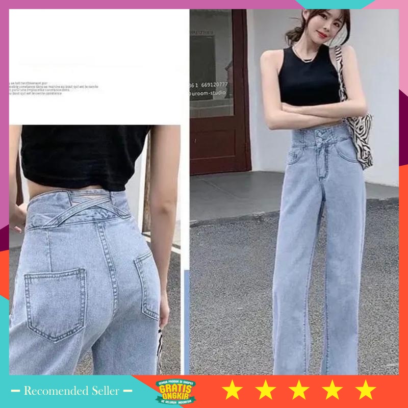 Bawahan Jeans Wanita Denim Murah / TB  - ESSIE HIGHWAIST JEANS KULOT WANITA // CELANA JEANS KULOT TA