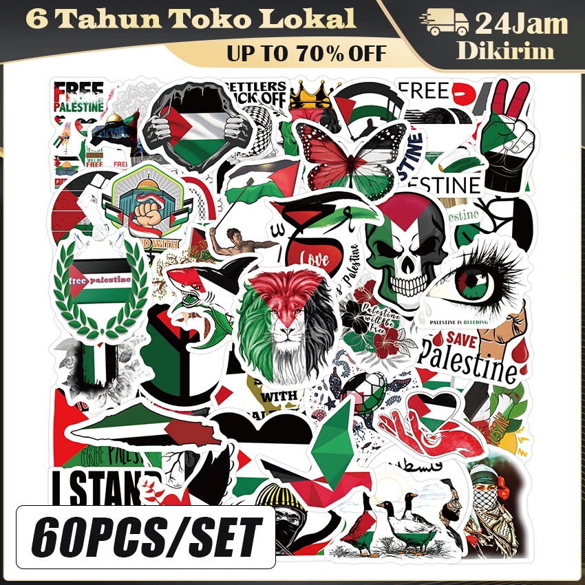 

60Pcs Stiker Palestine Free Palestine / Stiker Pipi Bendera Palestina