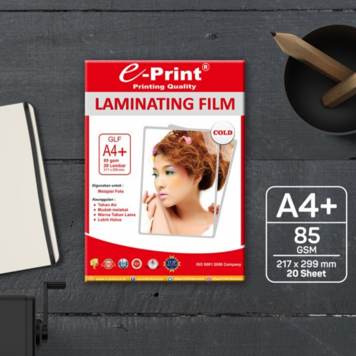 

Laminating E-Print Cold A4+ 85gsm 20s