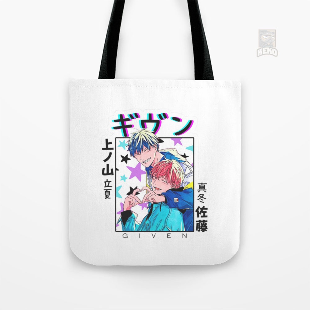 Tas Slempang | Given Anime Ritsuka Uenoyama and Mafuyu Sato Tote Bag Kanvas CR