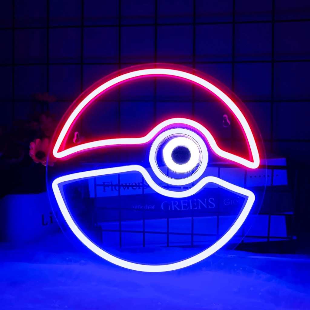 Anime Ball Neon Sign, Dimmable Gaming Neon Light, - Powered LED Neon Sign for Kids Game Room, Bedroo