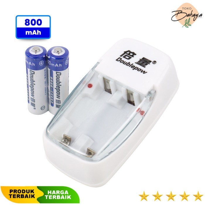 Charger Baterai 2 slot AA/AAA with 2PCS AA 800mAh - Doublepow