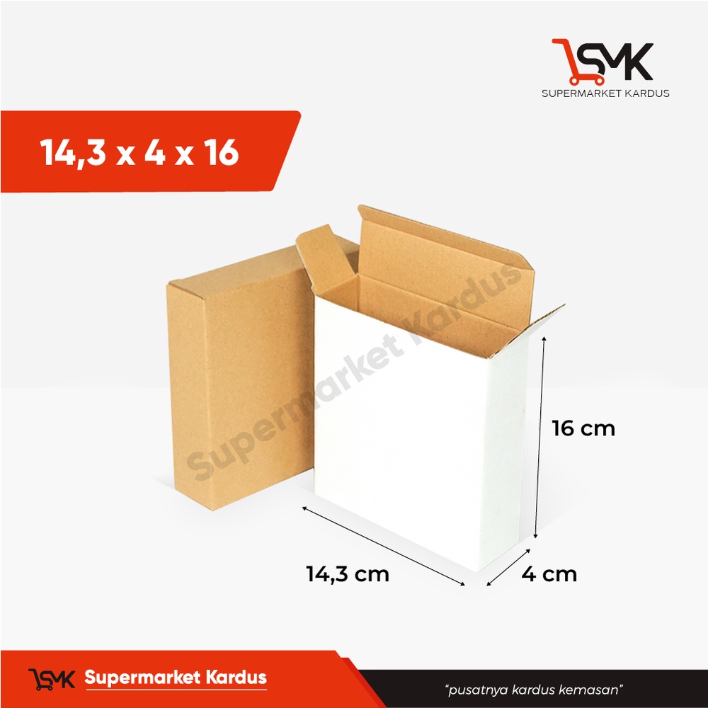 Box 14x4x16 cm (Shorush) Kardus/Kardusmini/Karduskecil/Boxkecil/Karton/Kartonmini/Kemasan/Hampers/Gift/sliplock/tinggi16
