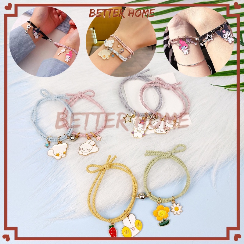 Bracelet Couple Magnet 2Pcs/Set Gelang Magnet Couple Desain Cartoon Animal/ Gelang Tali Magnetik Mot