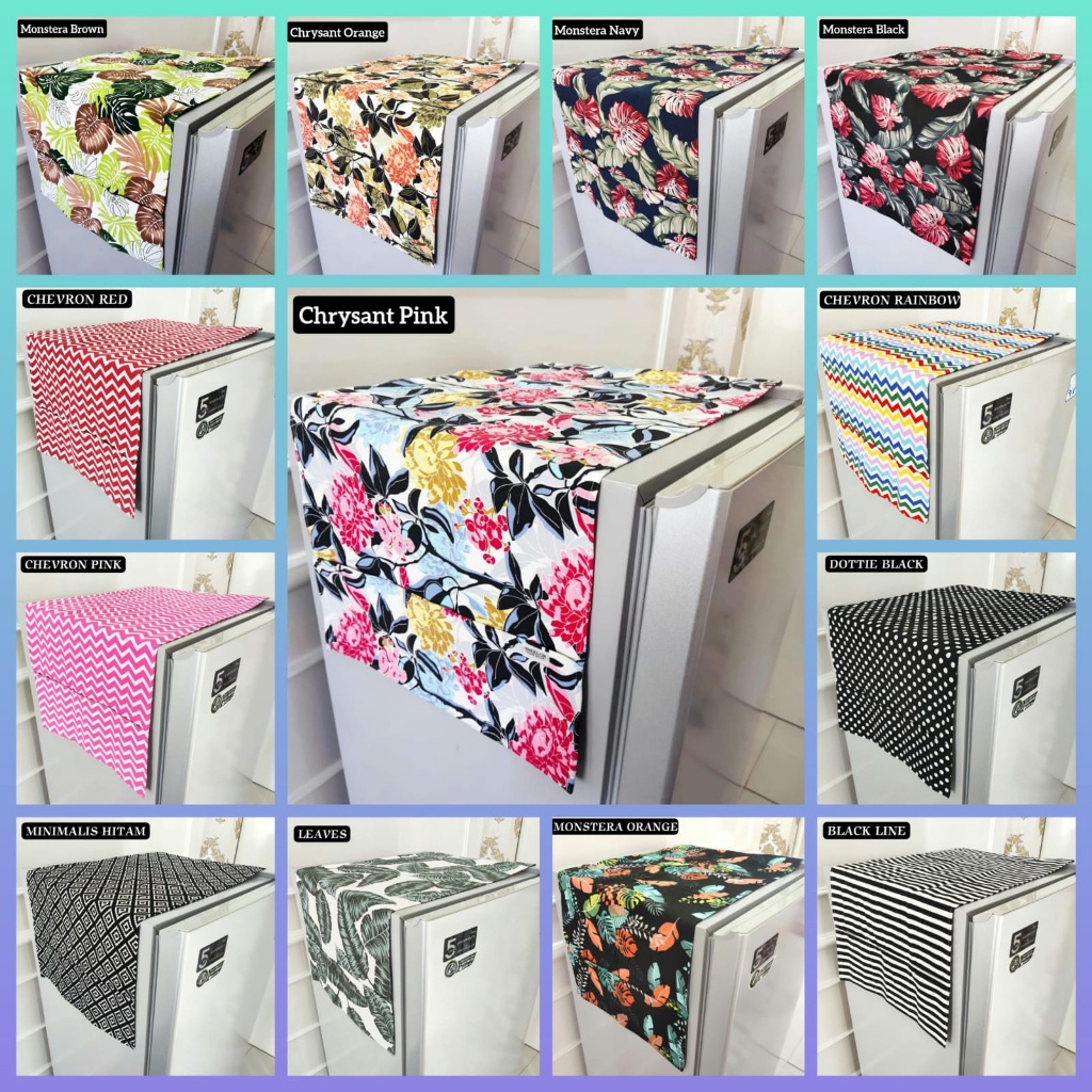Tutup Kulkas Bahan Kanvas Motif Part 10 | Taplak Kulkas Set Murah | Tutup Kulkas 1 Pintu | Sarunng K
