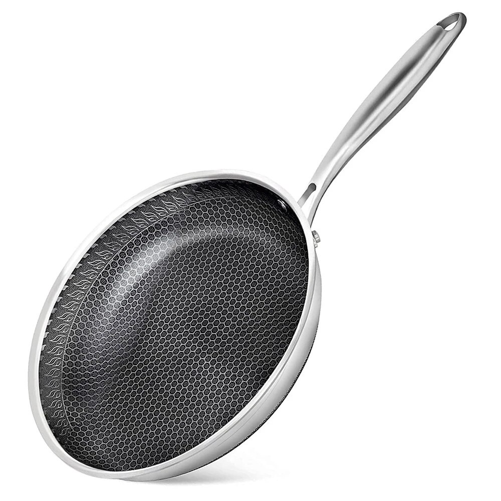 pengorengan 32cm Nonstick Frying Pan, Stainless Steel 11Inch Frying Pan, 316 Stainless Steel Pan wit