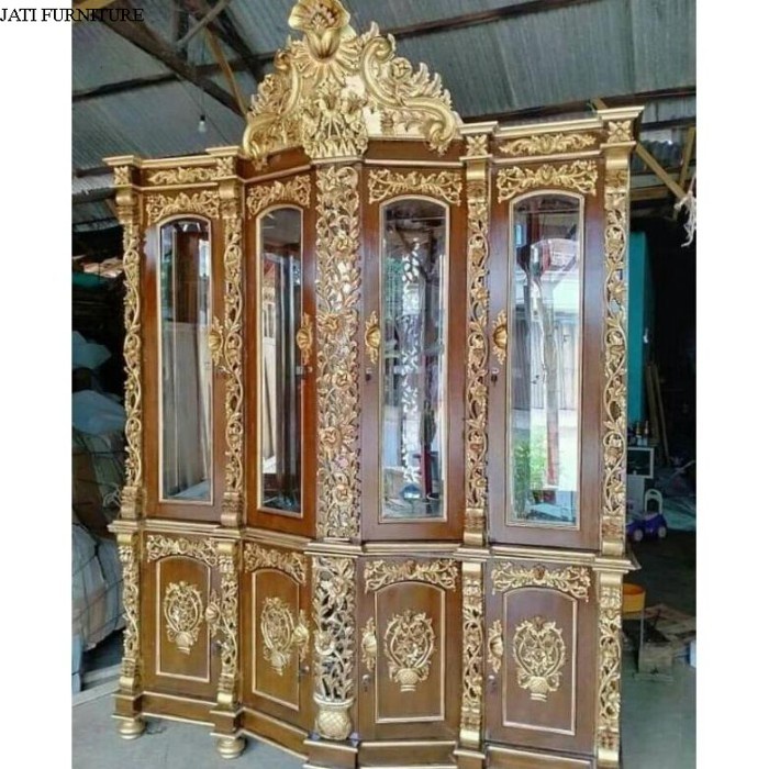 TERMURAH lemari hias kaca bufet pajangan ukir kayu jati