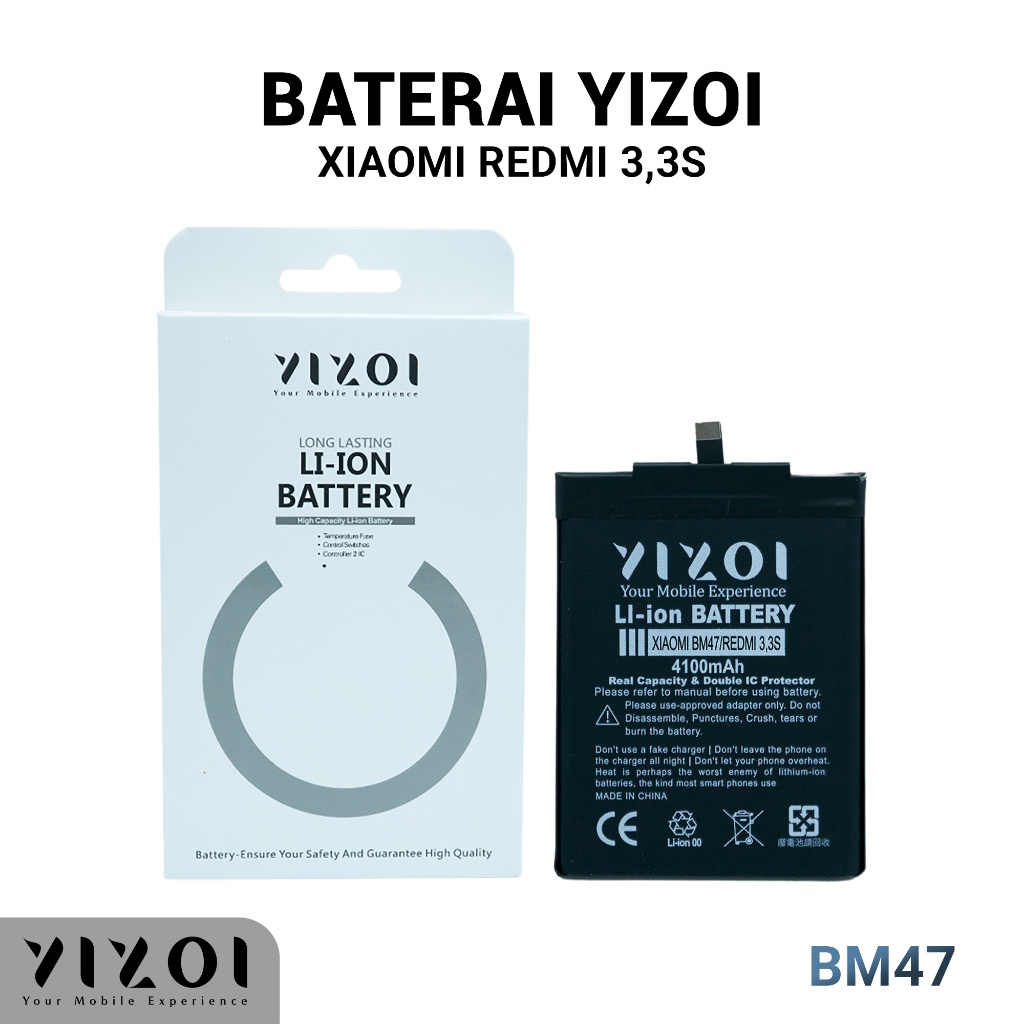 ORIGINAL YIZOI Baterai XIAOMI BM47 / REDMI 3 / REDMI 3S / REDMI 4X / REDMI 3 PRO BATRE BATERAI BATRAI