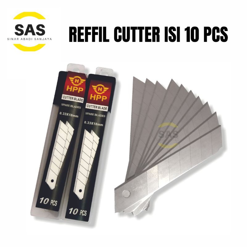 scj [SAS] Refill Cutter Besar 10 PCS Mata Cutter Berkualitas Isi Mata Pisau Kater scj