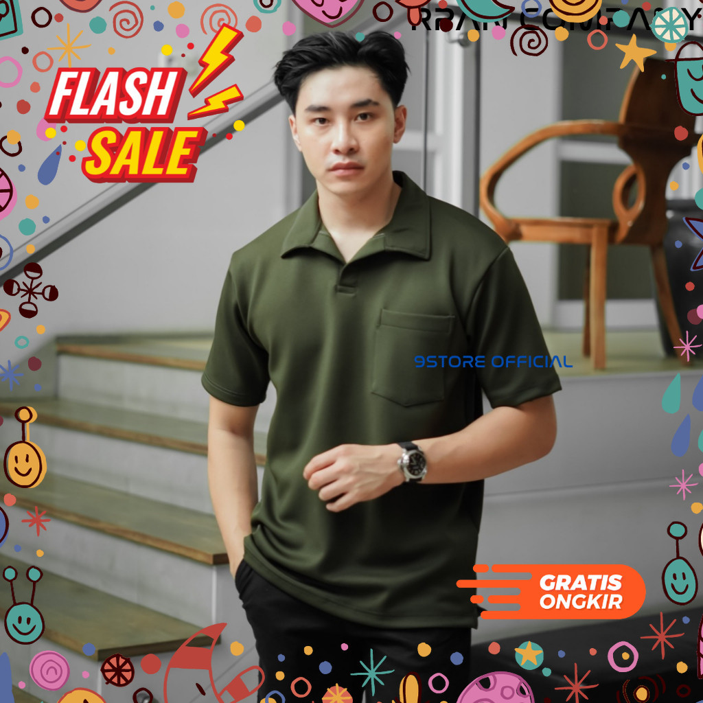 MEGASALE / Polo Shirt SCUBA Pocket / Baju Polo Kerah SCUBA Saku Spandek / Shirt Polo Pria.