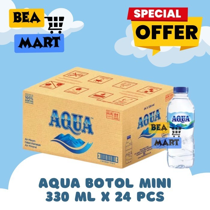 

Aqua Mini 330 ml 1 Dus Isi 24 Botol | Air Mineral Kecil 330ml Instan