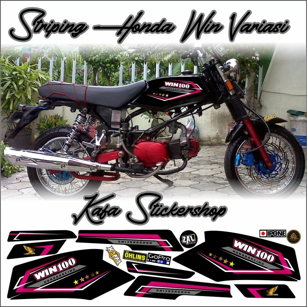 SETIKER LIS STIKER VARIASI STICKER STRIPING HONDA WIN 100POLET PINK STIKER LIST