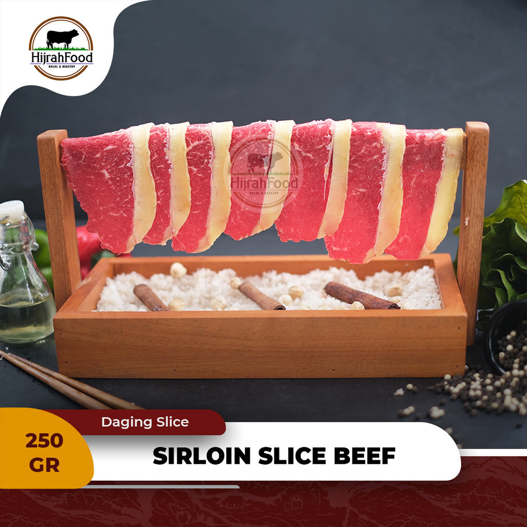 

Hijrahfood Daging Sapi Sirloin AUS Sukiyaki / Sirloin Sliced Beef (Qty 500 gr)