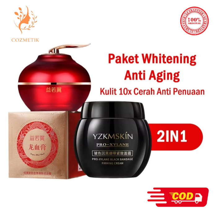 PAKET 2PCS Krim Penuaan Dini Anti Wringkle Aging, Mencerahkan & Kerut / Dragon's Blood Krim Darah Na