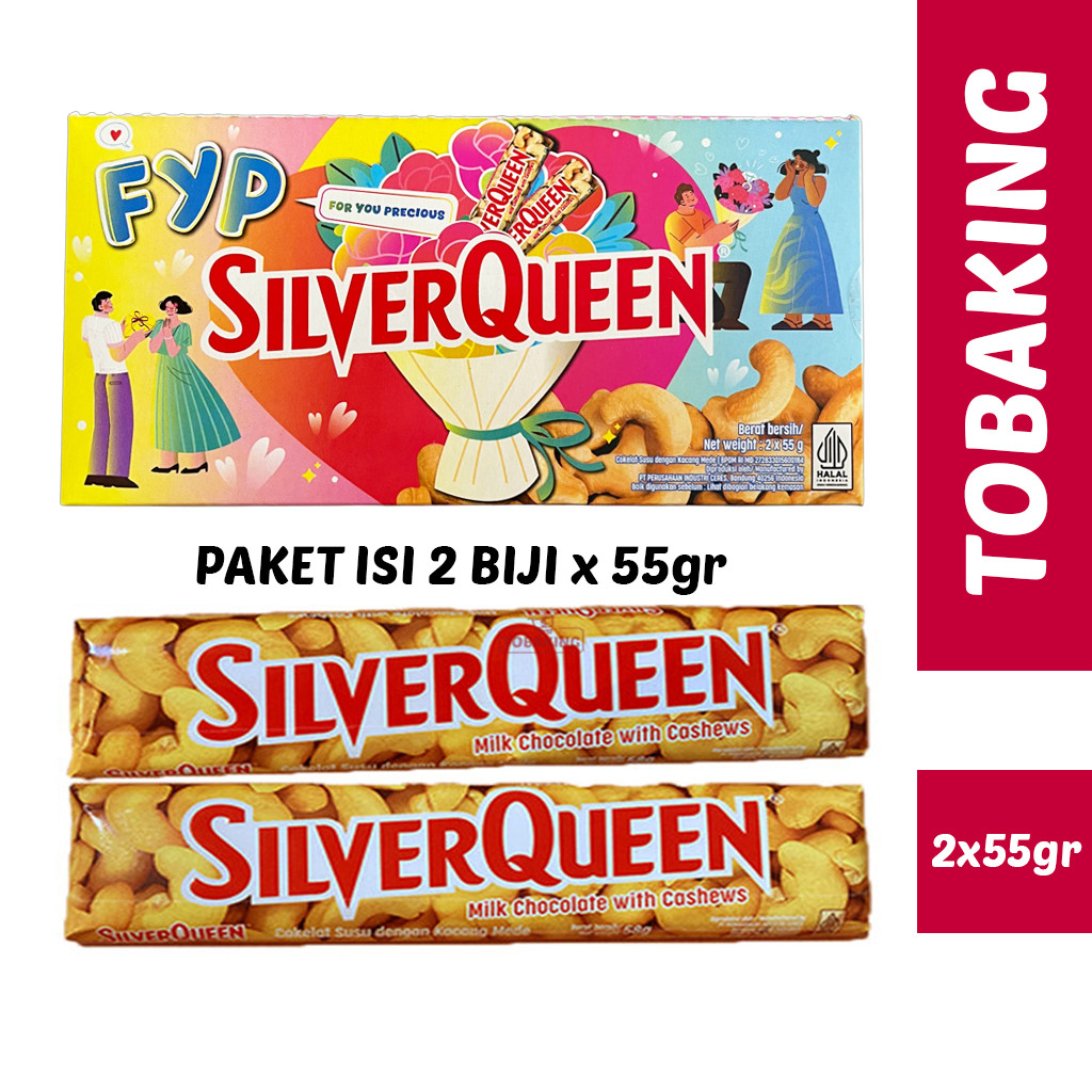 

Silverqueen Cashew Paket isi 55gr x 2 For You Precious Cokelat Coklat Valentine