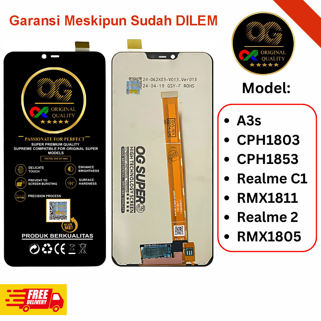 LCD A3s , A5, Realme 2, C2  CPH1803, CPH1853, RMX1811, RMX1805 Original OG Super