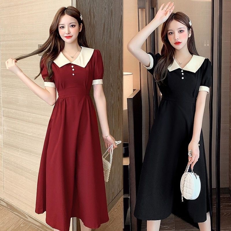 Meirong baju long dress merah wanita lengan pendek natal terbaru 2025 gaun pesta mewah elegan korean