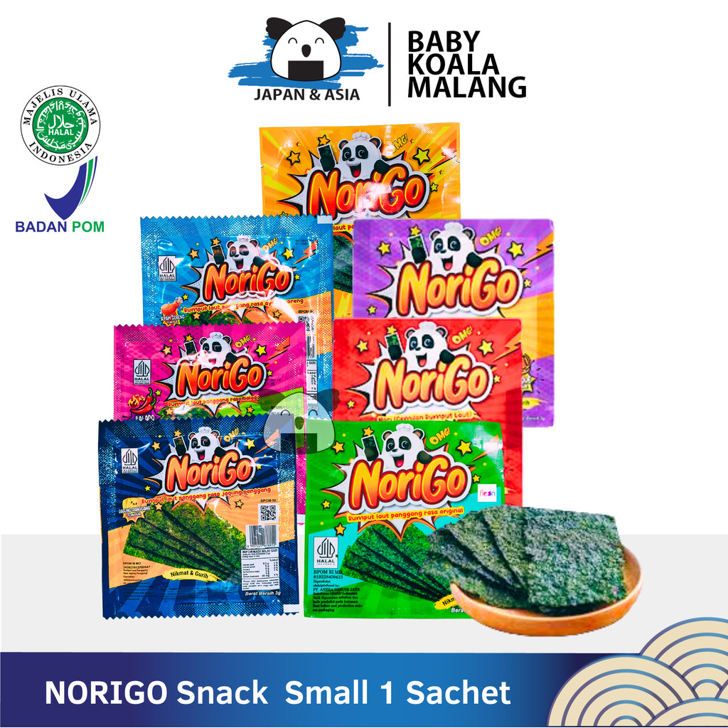 

NORIGO Snack Rumput Laut 3 g (1pcs ) Halal | Nori Sachet Seaweed - BKM