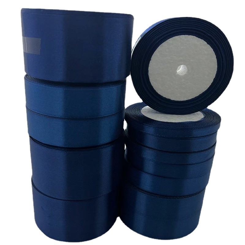 

22meter/roll navy blue Polyester Satin Ribbon Chrismas Wedding Party Prom Decoration Cake Wrap Ribbons DIY Hair Accessories bow