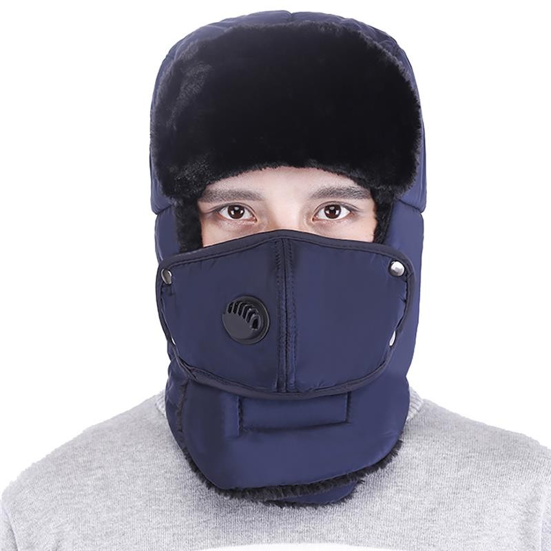 Fashion Trooper Hat Unisex Winter Trapper Cap Ear Flap Hat With Mouth Cover Fur Snow Caps Warm Flaps