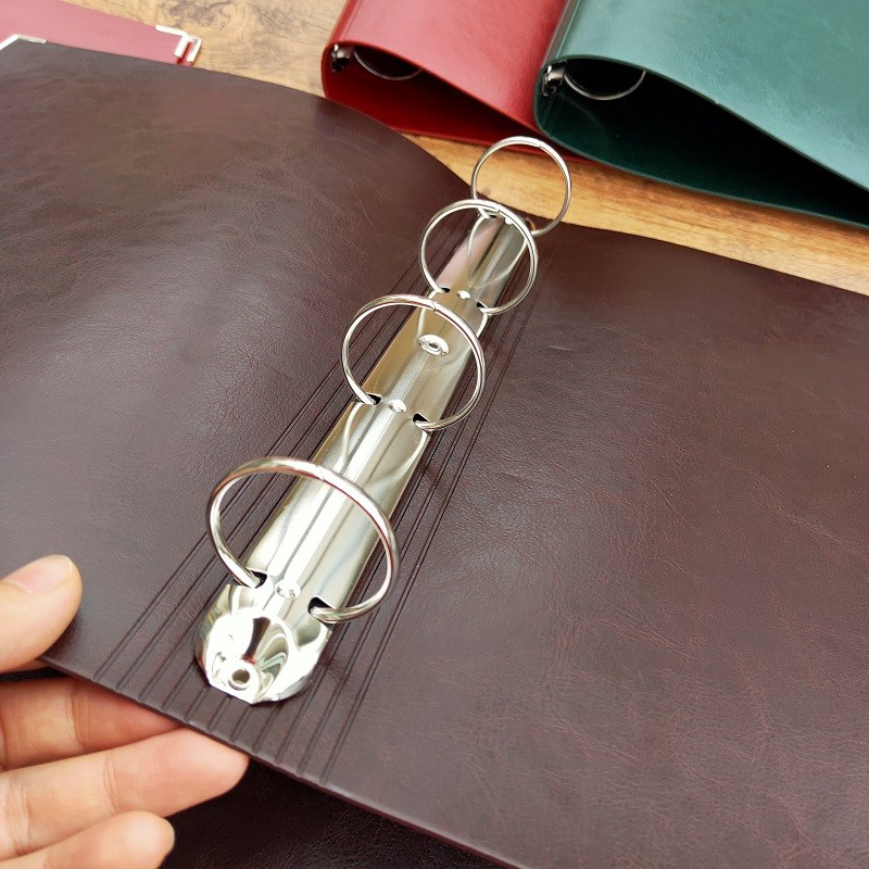 

Large Capacity A4 Loose-leaf Leather Cover with 3.0cm Ring 4 Holes Binder Notebook Organizer Detachable Folder Shell Stationery
