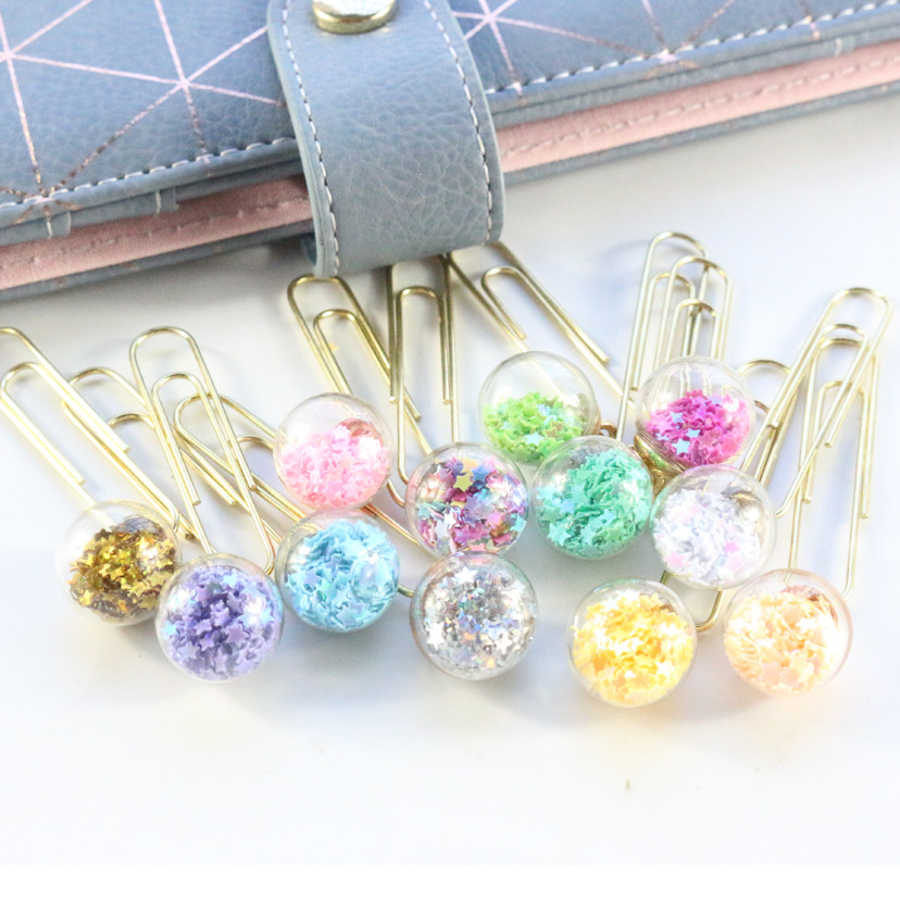 

Domikee cute creative sequins metal office school paper clips bookmark fine student memo clips set stationery supplies