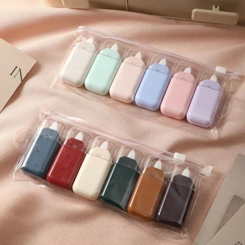 

6pcs Vintage Solid Correction Tapes 36m Total Length Correction Band Students School Corrector Korean Stationery Office Supplies
