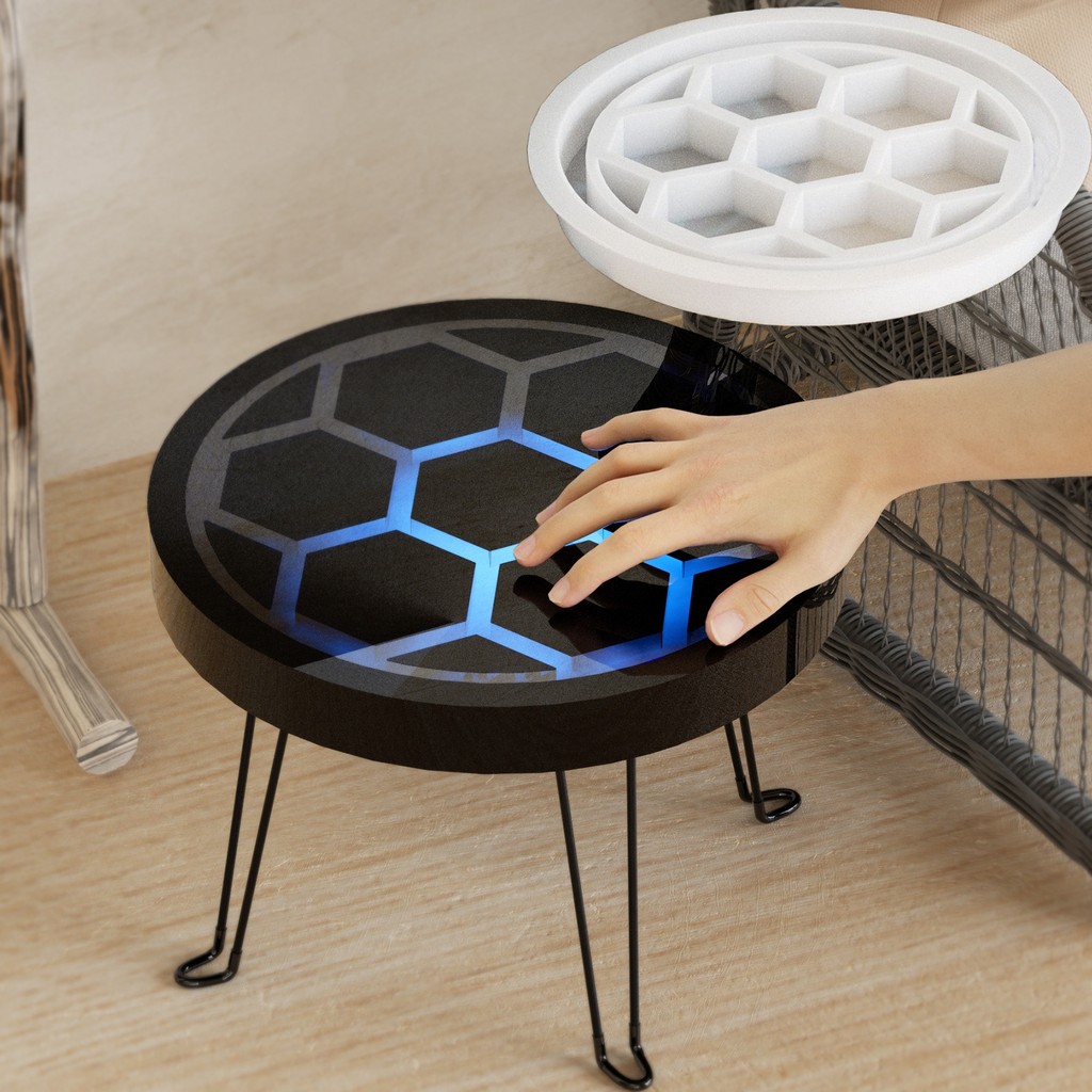 

Honeycomb River Desktop Epoxy Resin Silicone Mold Honeycomb Round Rectangular Elliptical Desktop Tea Table Resin Silicone Mold