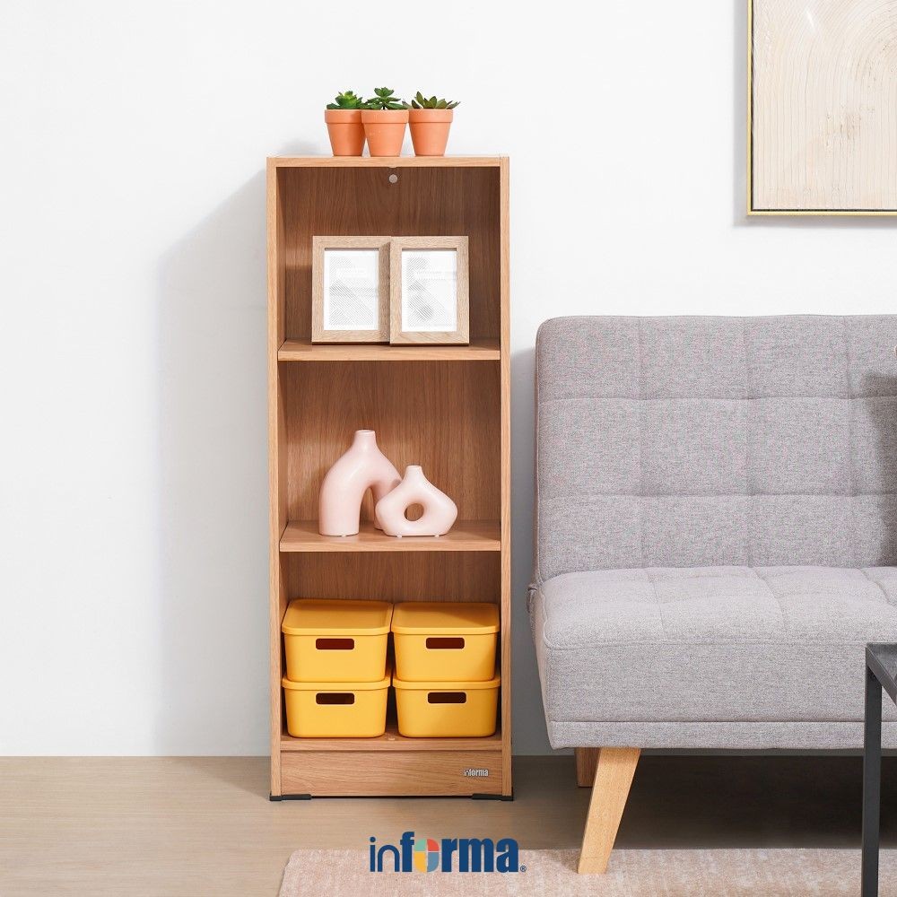 Informa Pablo Rak Buku 3 Tingkat L40 - Cokelat Oak Bookshelf Books Storage Cabinet Kabinet Tempat Bu