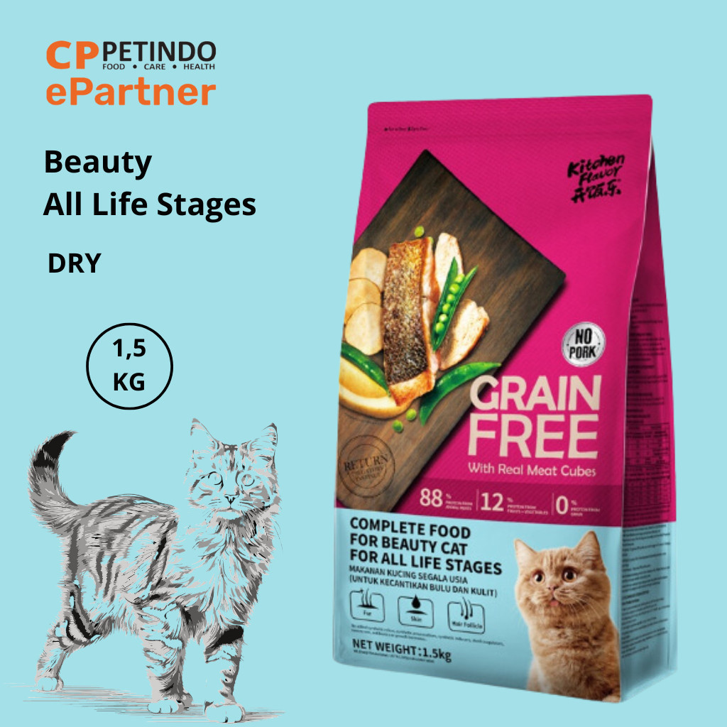 CPPETINDO Kitchen Flavor Grain Free Beauty Cat Food For All Life Stages - 1,5Kg