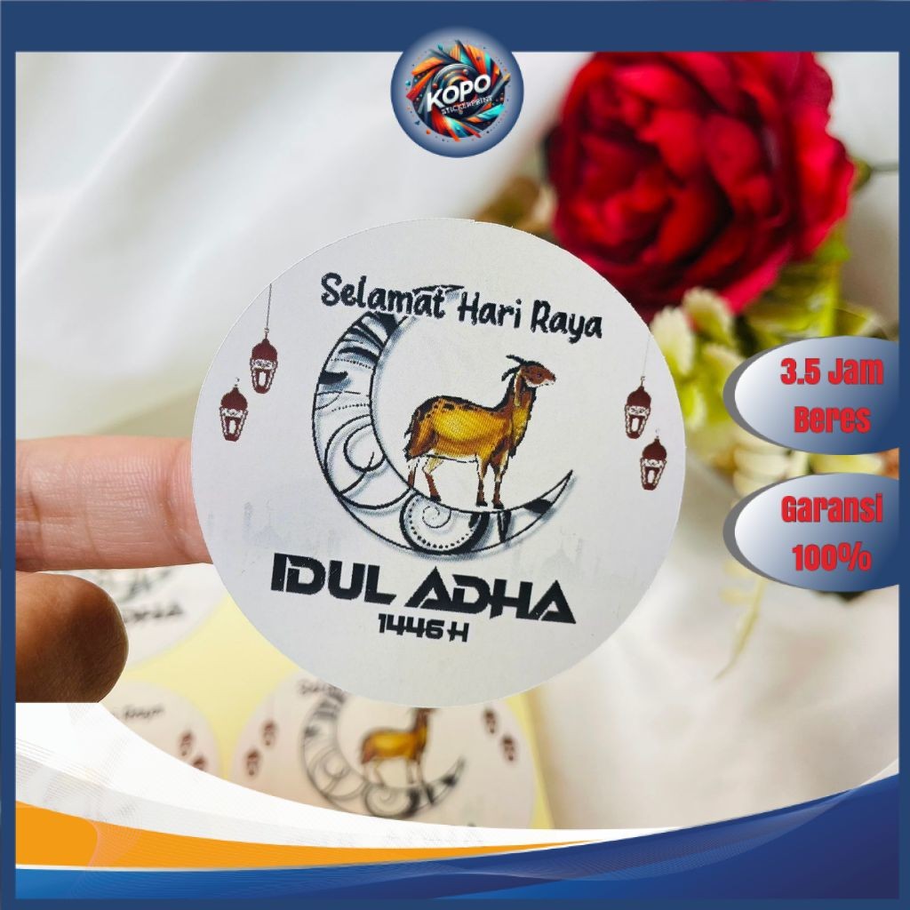 

KOPO 5-8 Sticker Selamat Hari Raya Idul Adha Sticker Lebaran Haji Toples Cookies Free Desain Custom