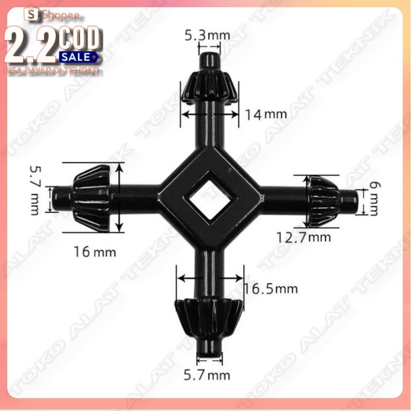 [ Baru. ] Kunci Bor Kepala Bor 4 Cabang / Drill Chuck Key 4 IN 1 UNIVERSAL