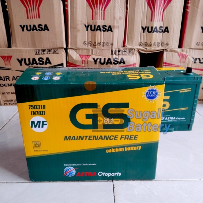 Aki Mobil GS ASTRA N70Z 75D31R Original Accu kering 12volt 75Ah ASTRA OTOPARTS