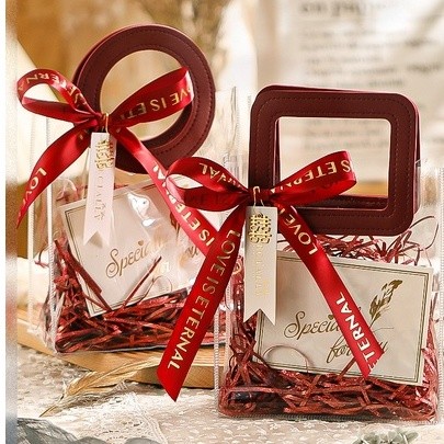 

Tas PVC transparan / tas goodiebag / handbag gift souvenir pegangan tangan kulit - tas hampers lebaran imlek natal birthday