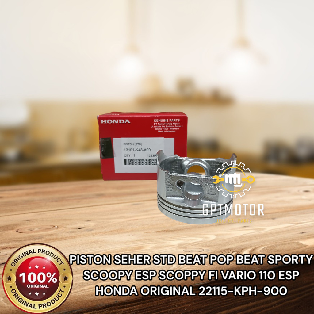 PISTON SEHER STD BEAT POP BEAT SCOOPY ESP SCOPPY FI VARIO 110 ESP HONDA ORIGINAL 22115-KPH-900