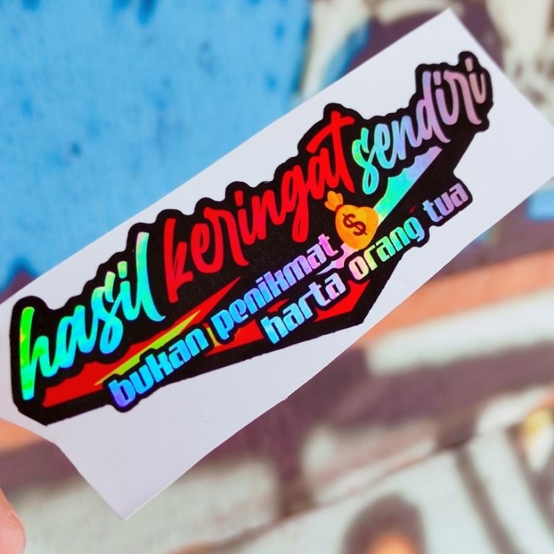 

stiker hasil keringat (bukan penikmat harta orang tua) / stiker kata kata / stiker racing viral / stiker motor/ stiker helem / stiker murah / stiker pack