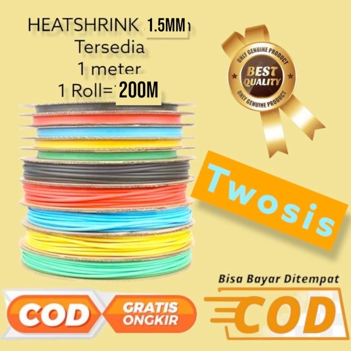 

SELONGSONG KABEL ISOLASI BAKAR/HEATSHRINK TUBE 1.5MM/1METER ATAU 1ROLL - 1ROLL, Biru
