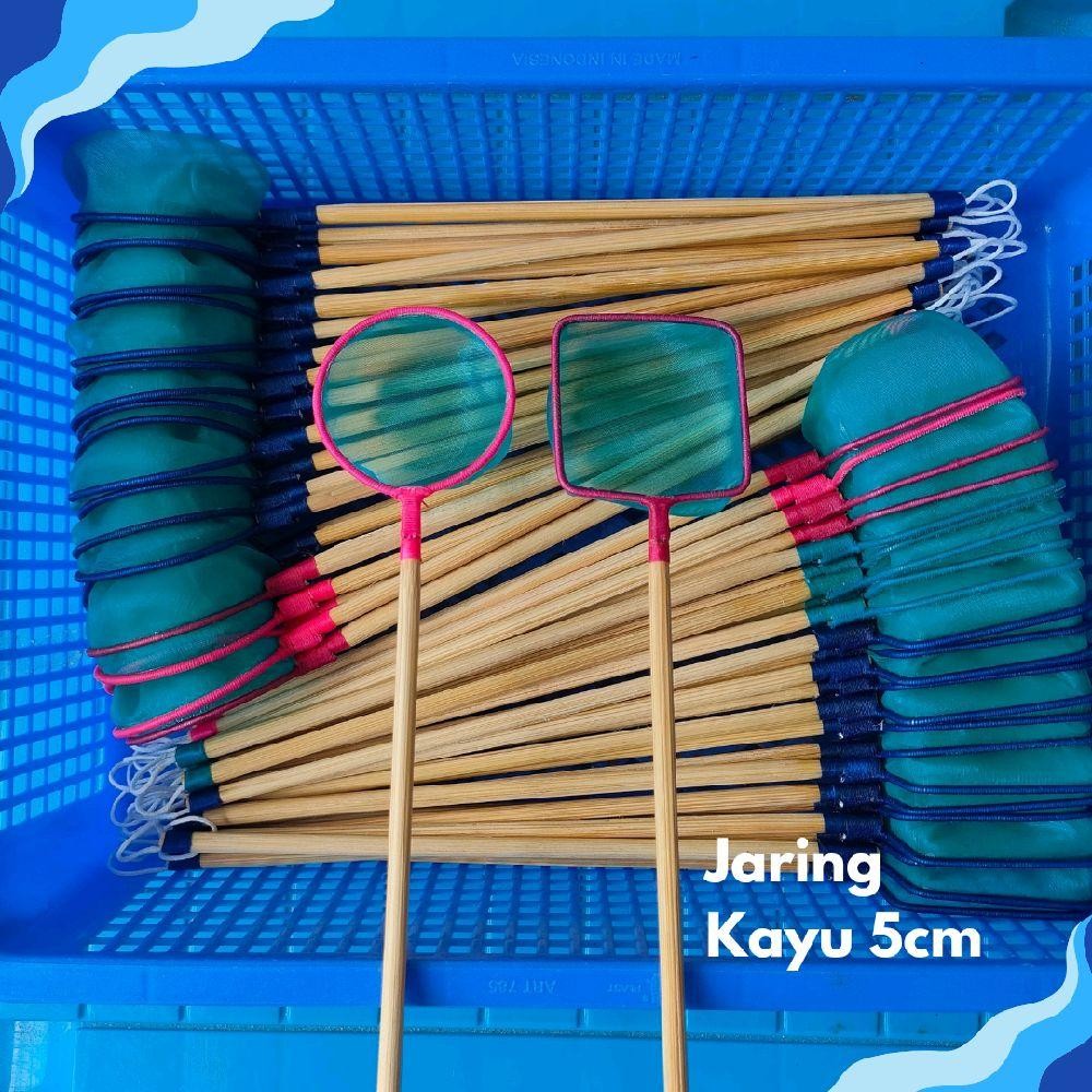 Jaring EKONOMIS Ikan Hias Kecil Kotak Bulat d 5cm Saringan halus bahan kayu produksi by NF Serok Ses
