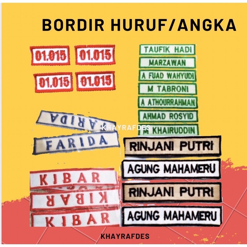 

Bordir Sehari jadi! Custom Papan nama bordir name tag anak sendiri nametag sekolah madrasah school COD