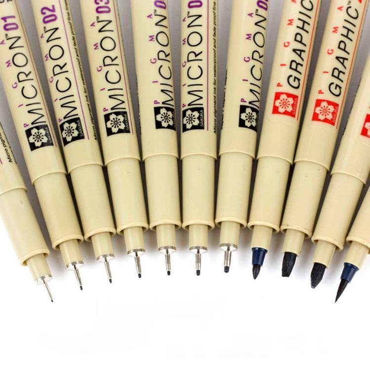

Pigment Liner Micron Pen Set Neelde Drawing Pen 005 01 02 03 04 05 08 1.0 Brush Art Markers Fineliner Sketching Marker Pen