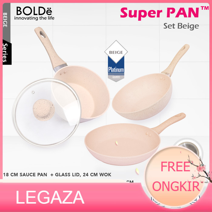 BOLDe SUPER PAN SET - BEIGE | Panci Granite Ceramic Cookre Set | Eco - LEGAZA