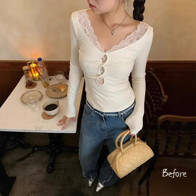 Baju Atasan Wanita Sexy Style Rajut Crop Kaos Premium Wanita Lace Atasan Rajut Wanita Lengan Pendek 