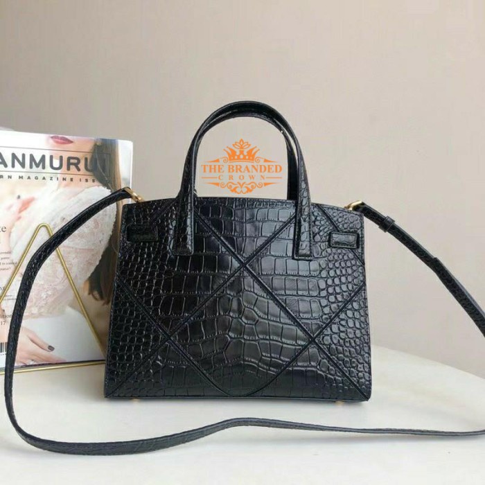 VS Tas Tory Burch 77199 Croc Effect Leather Crossbody Shoulder Bag - Hitam Vvs