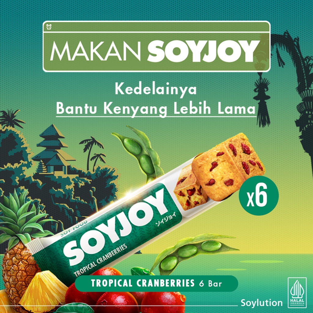 

SOYJOY Snack Bar Kedelai Tropical Cranberries 30gr - 6 Bar