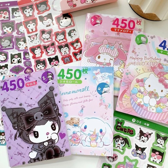 

450 Sticker Sanrio Set Melody Cinnamoroll Kuromi Tempelan Diary Lucu