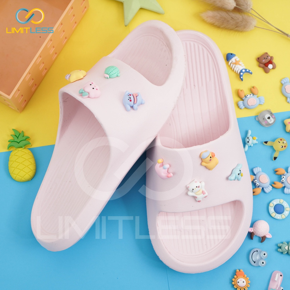 Sandal Cewek Sandal Rumah Wanita Karakter Stiker 3D Karet Jelly Eva - Size 36-40