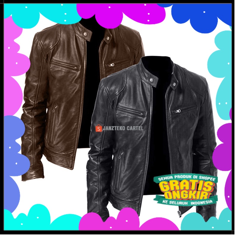 JNK x HUGO - Jaket Pria Bahan Kulit Sintetis Viena PU Synthetic Leather Original Premium Motor Touri