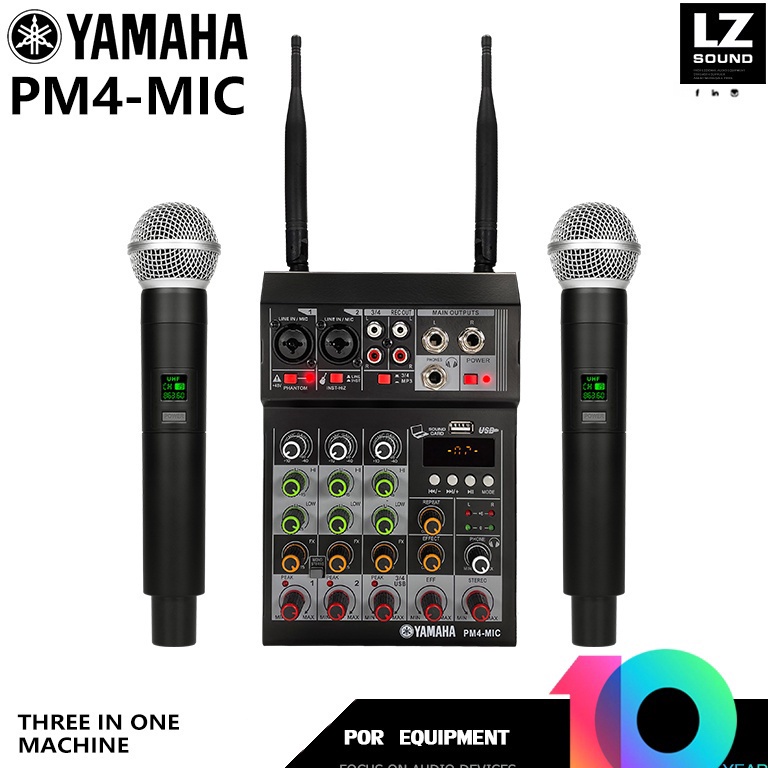 [Miliki Segera] YAMAHA PM4 MINI Mixer Audio USB / Electro Bluetooth 4 Channel mendukung penyetelan mobil 12V sound system audio interface original 07J
